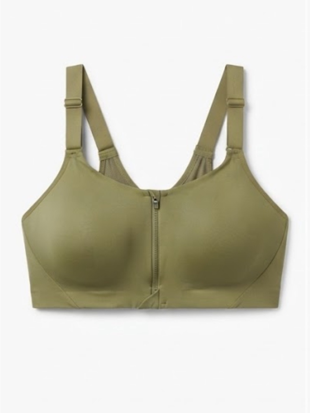 ALL IN MOTION High-Support Front-Zip Sports Bra in Olive Green 34D